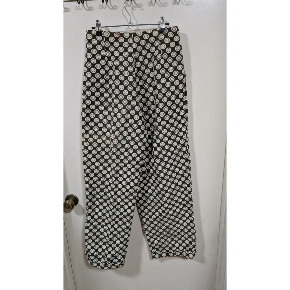 Women's Custom-Made Green and White Mod Print Pants - Picture 5 of 13